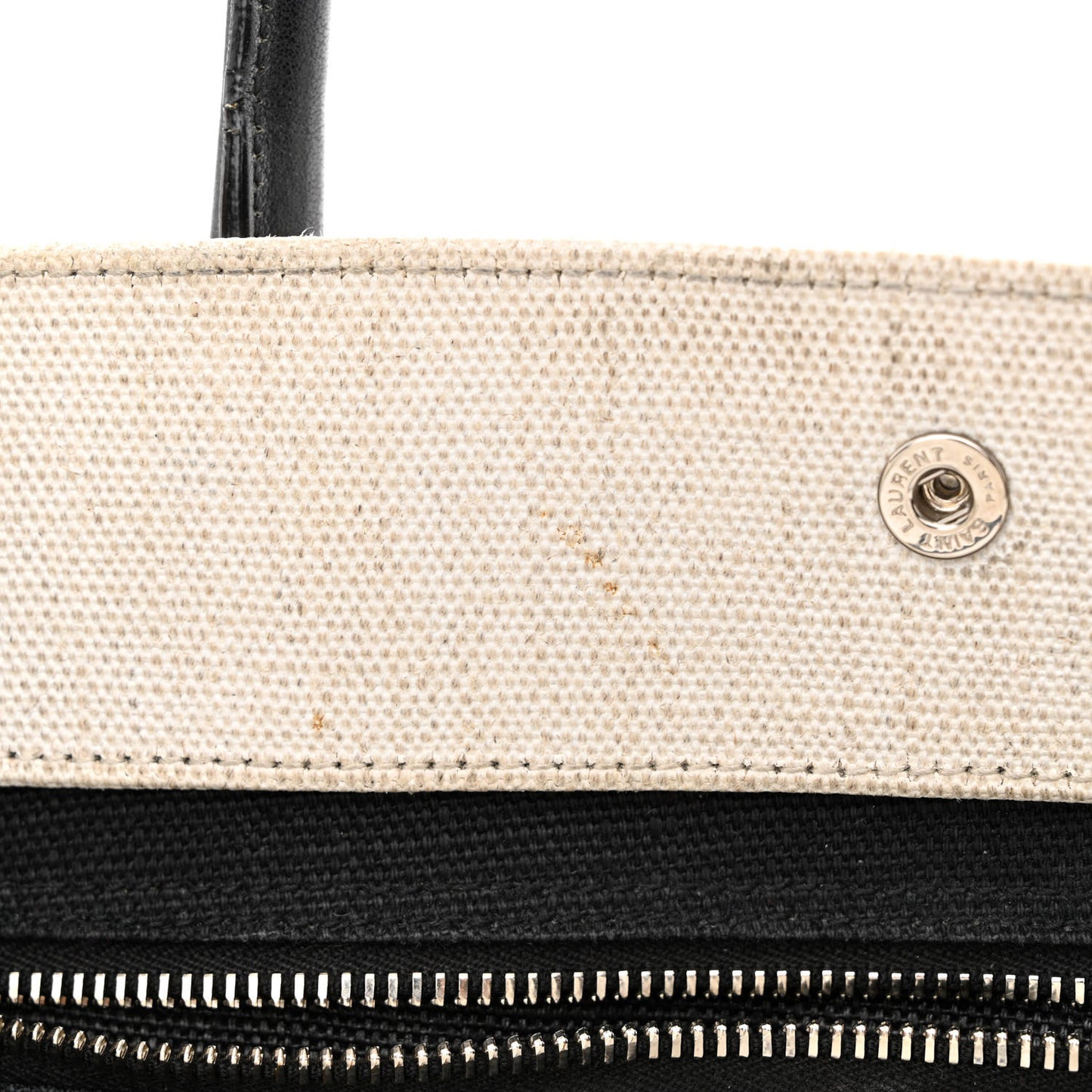 Linen Calfskin Rive Gauche North South Tote White Black