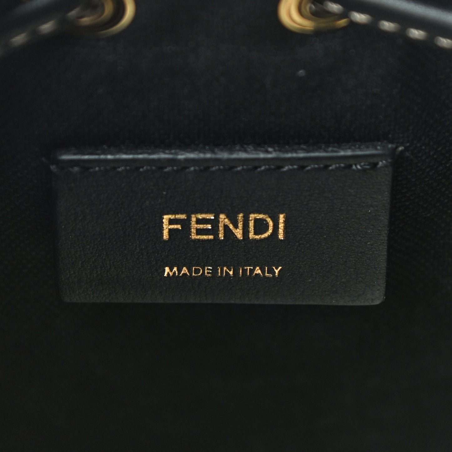 Canvas Vitello King F is Fendi FF Embroidered Mini Mon Tresor Bucket Bag Black