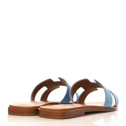 Hermes Denim Canvas Oran Sandals 36.5 Bleu Clair 4 of 9
