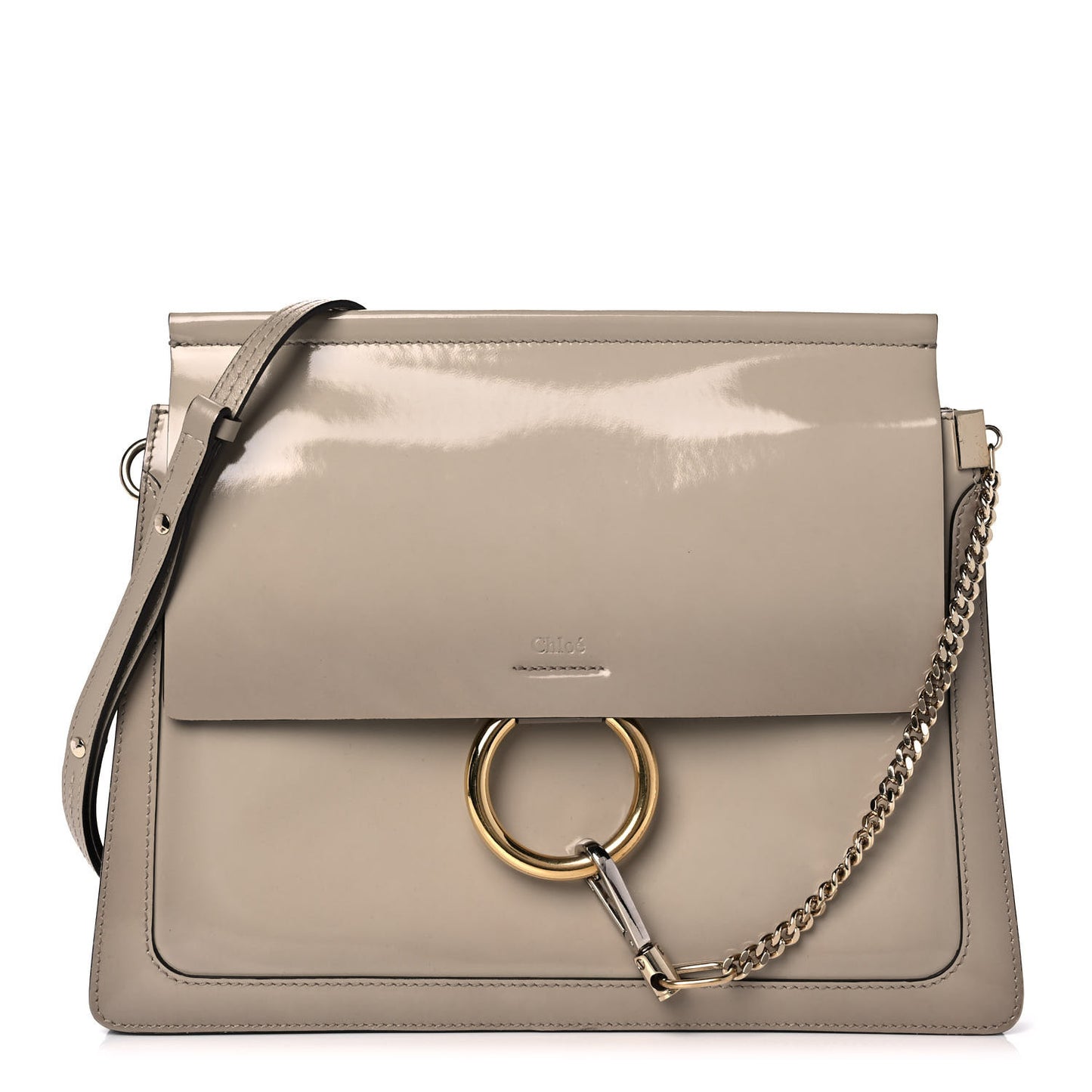 Patent Calfskin Medium Faye Shoulder Bag Motty Grey