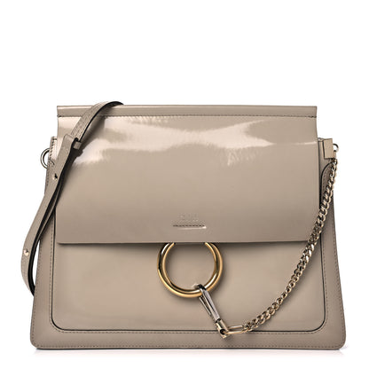 Chloe Patent Calfskin Medium Faye Shoulder Bag Motty Grey 1 of 13