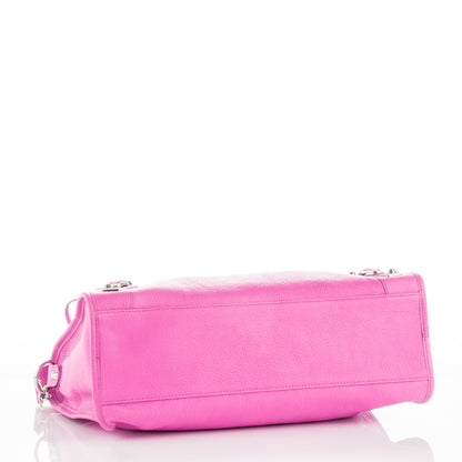 Balenciaga Chevre Silver Metallic Edge Hardware City Rose Fluo 4 of 8
