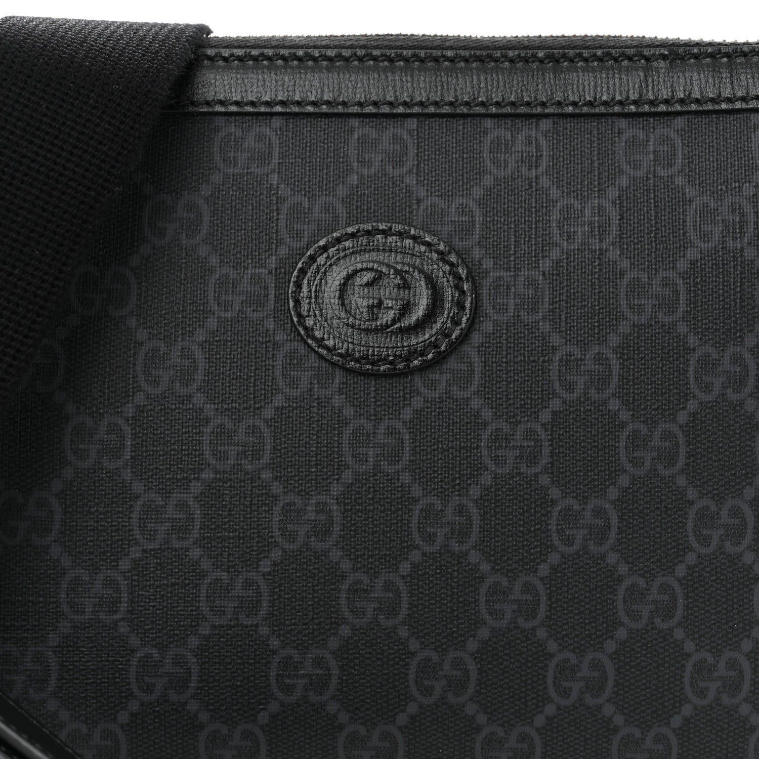 Gucci GG Supreme Monogram Azalea Calfskin Retro Interlocking G Wristlet Messenger Bag Black 8 of 10