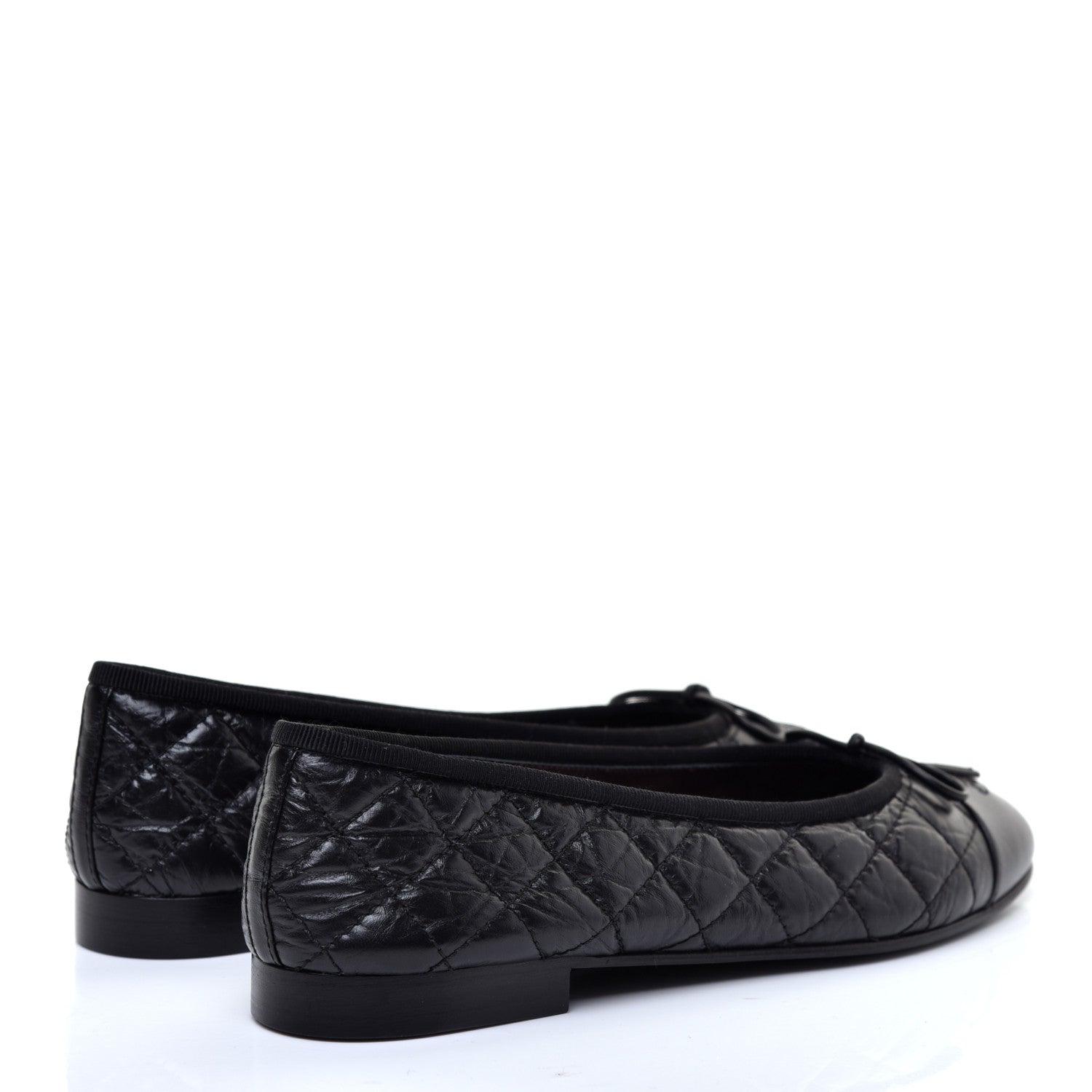 Chanel Aged Calfskin Quilted Cap Toe Ballerina Flats 37.5 Black 4 of 8