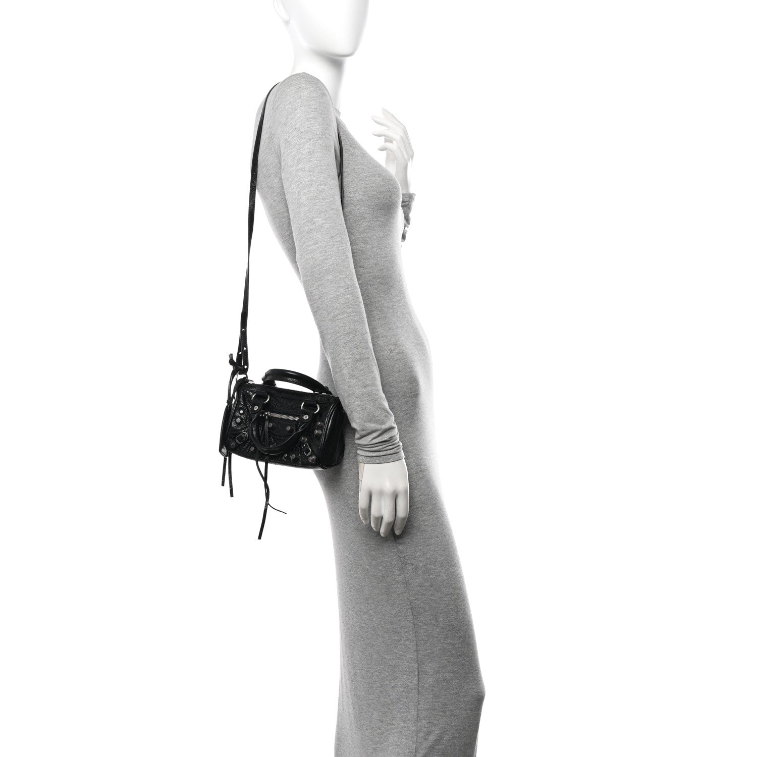 Balenciaga Agneau Arena Crystal Neo Nano Cagole Handbag Black 2 of 13