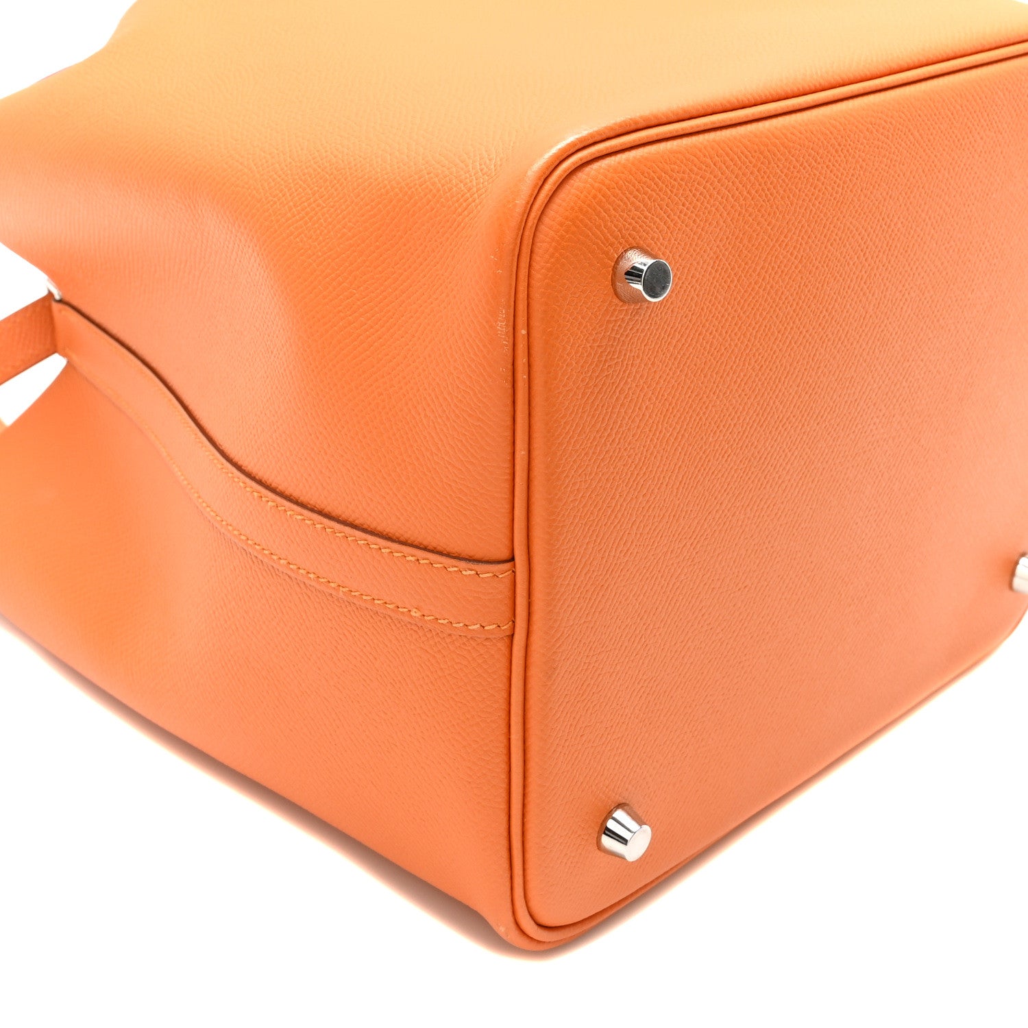 Hermes Epsom Tressage De Cuir Picotin Lock 22 MM Abricot Rose Azalee Gold 8 of 9