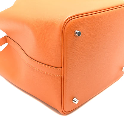 Hermes Epsom Tressage De Cuir Picotin Lock 22 MM Abricot Rose Azalee Gold 8 of 9