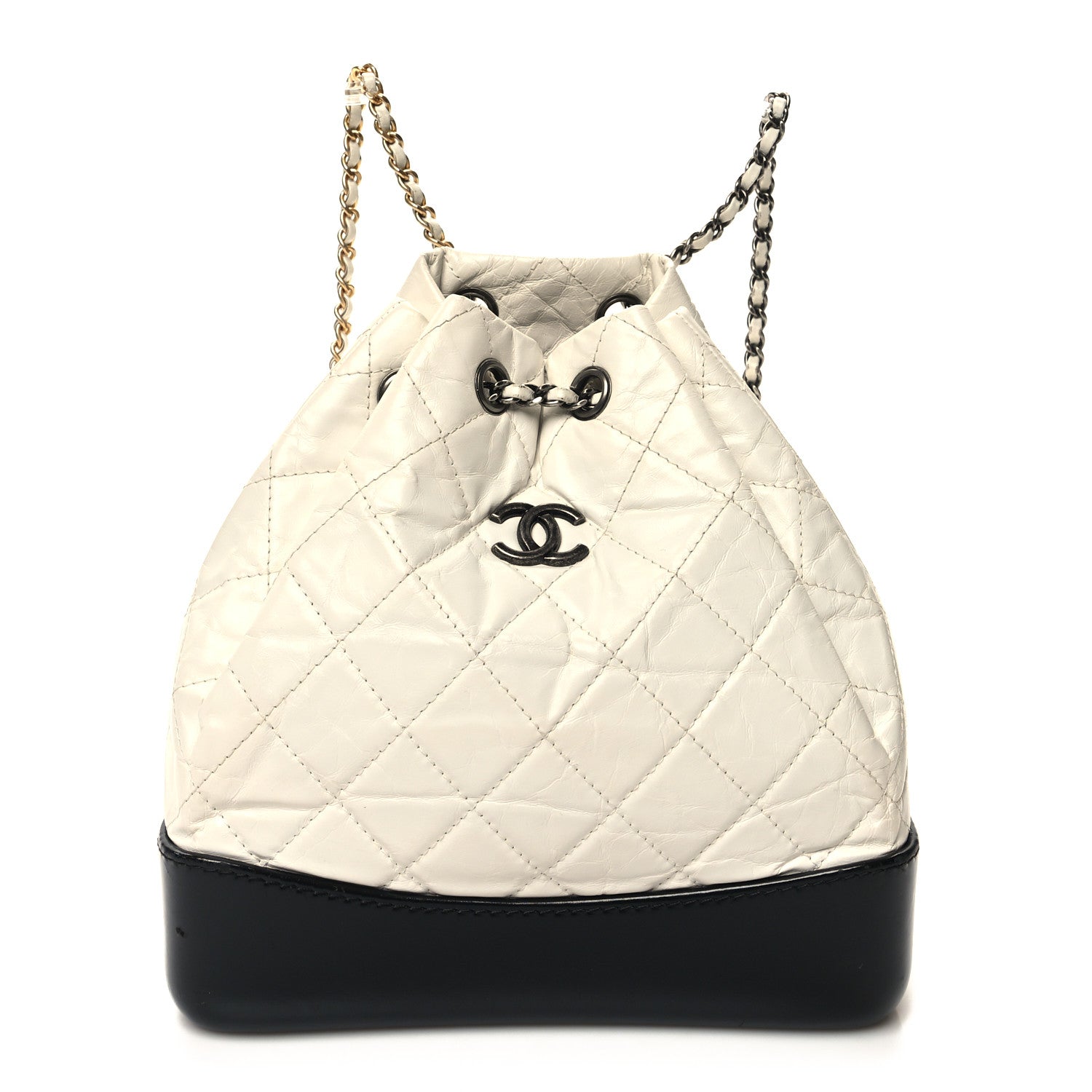 Chanel Aged Calfskin Quilted Small Gabrielle Backpack Black White 1 of 14