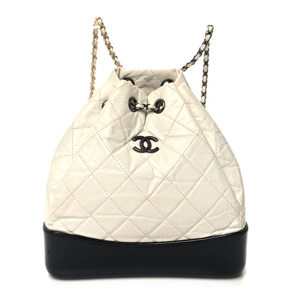 Chanel Aged Calfskin Quilted Small Gabrielle Backpack Black White 1 of 14