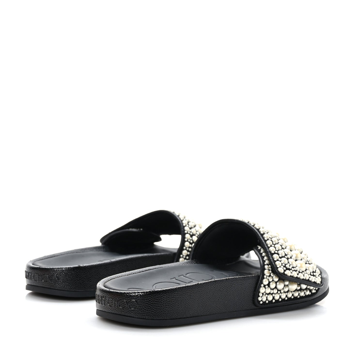 Canvas Pearl Embellished Fitz Slide Sandals 36 Black