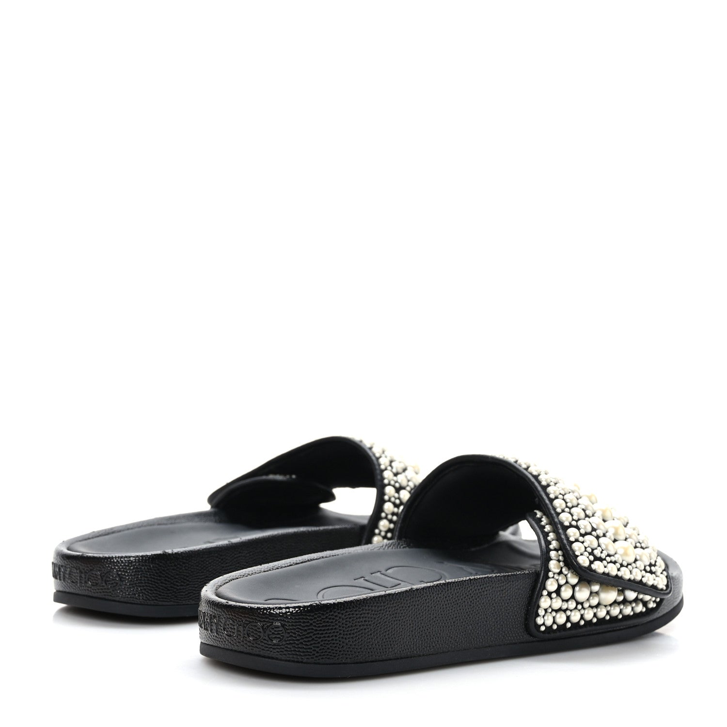 Jimmy Choo Canvas Pearl Embellished Fitz Slide Sandals 36 Black 4 of 8