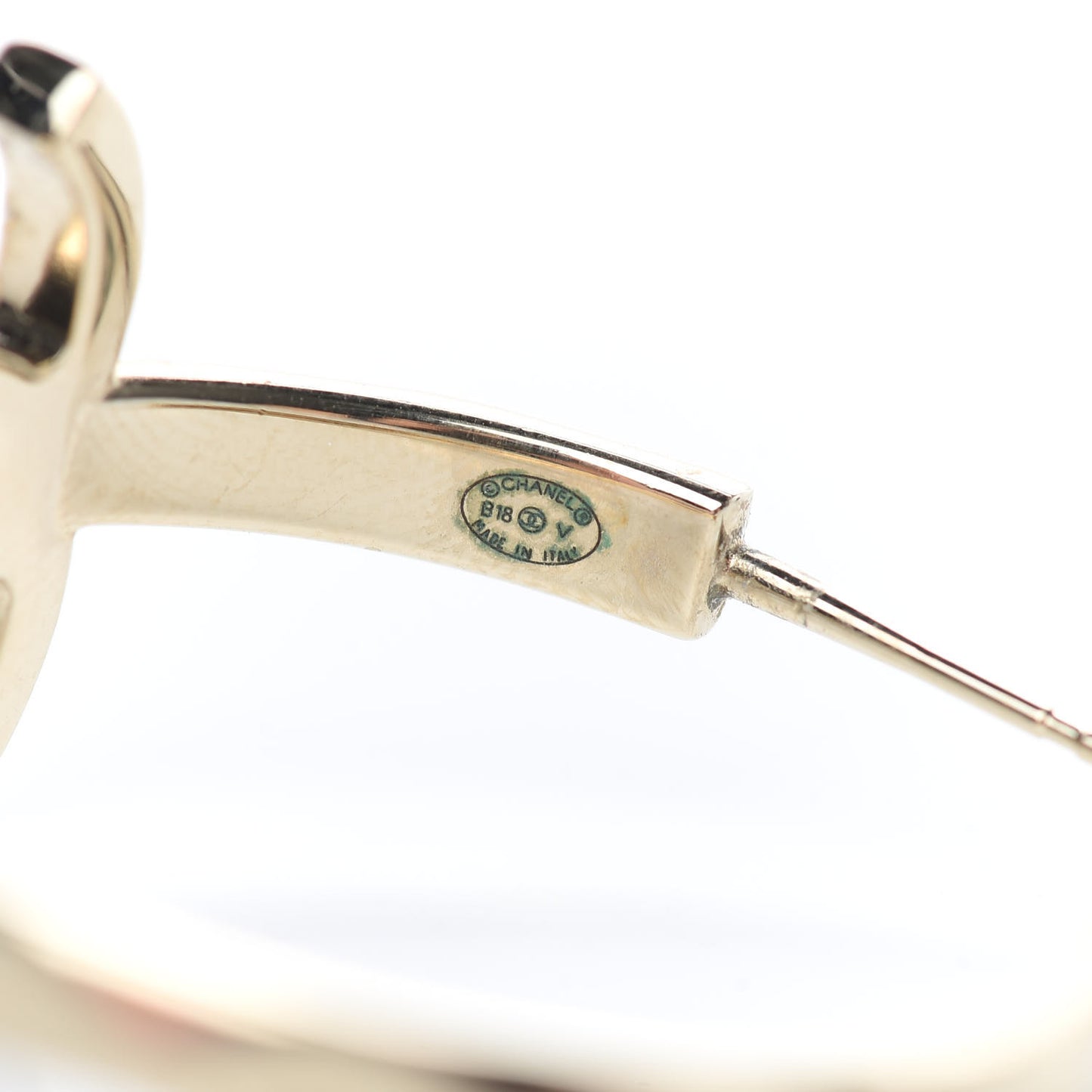 Metal Textured CC Hoop Earrings Gold