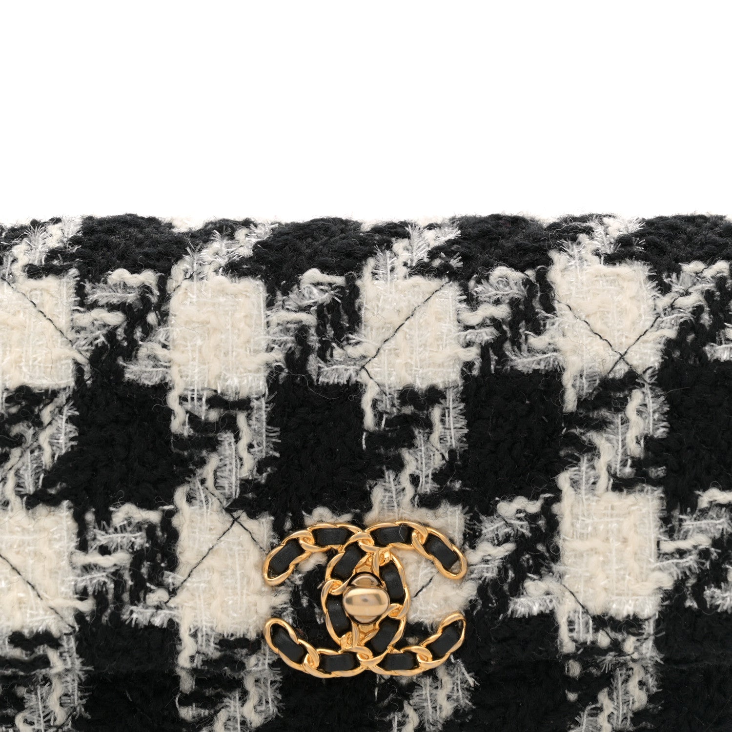 Chanel Tweed Quilted Chanel 19 Waist Bag Black Ecru White 8 of 11