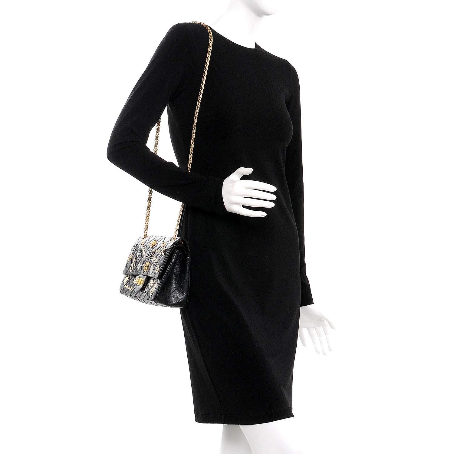 Chanel Aged Calfskin Lucky Charms 2.55 Reissue 225 Flap Black 2 of 11