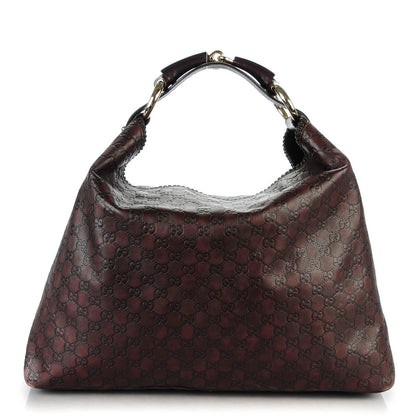 Gucci Guccissima Large Horsebit Chain Hobo Chocolate 1 of 8