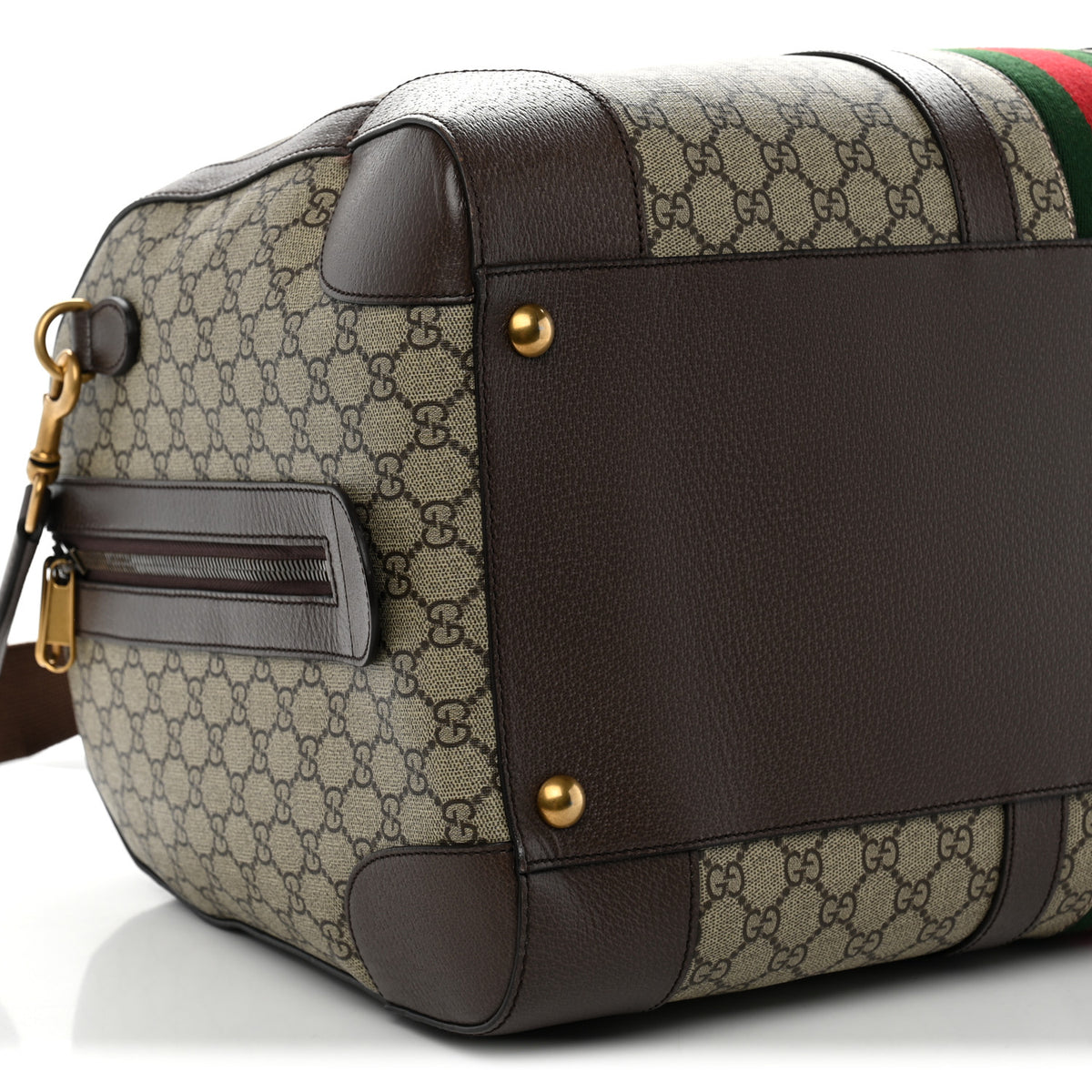 Gucci GG Supreme Monogram Textured Dollar Calfskin Web Large Savoy Duffle Bag Beige Ebony 8 of 10