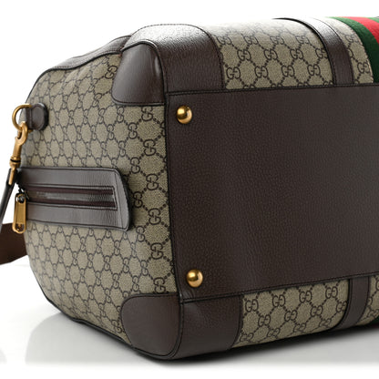 Gucci GG Supreme Monogram Textured Dollar Calfskin Web Large Savoy Duffle Bag Beige Ebony 8 of 10