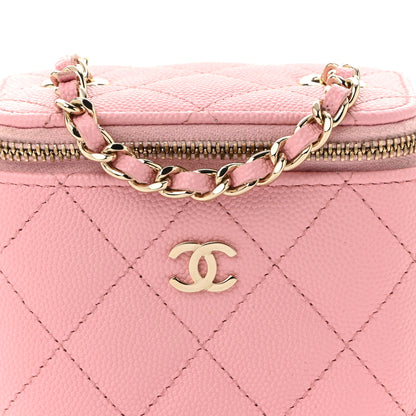 Chanel Caviar Quilted Mini Vanity Case With Chain Pink 8 of 11