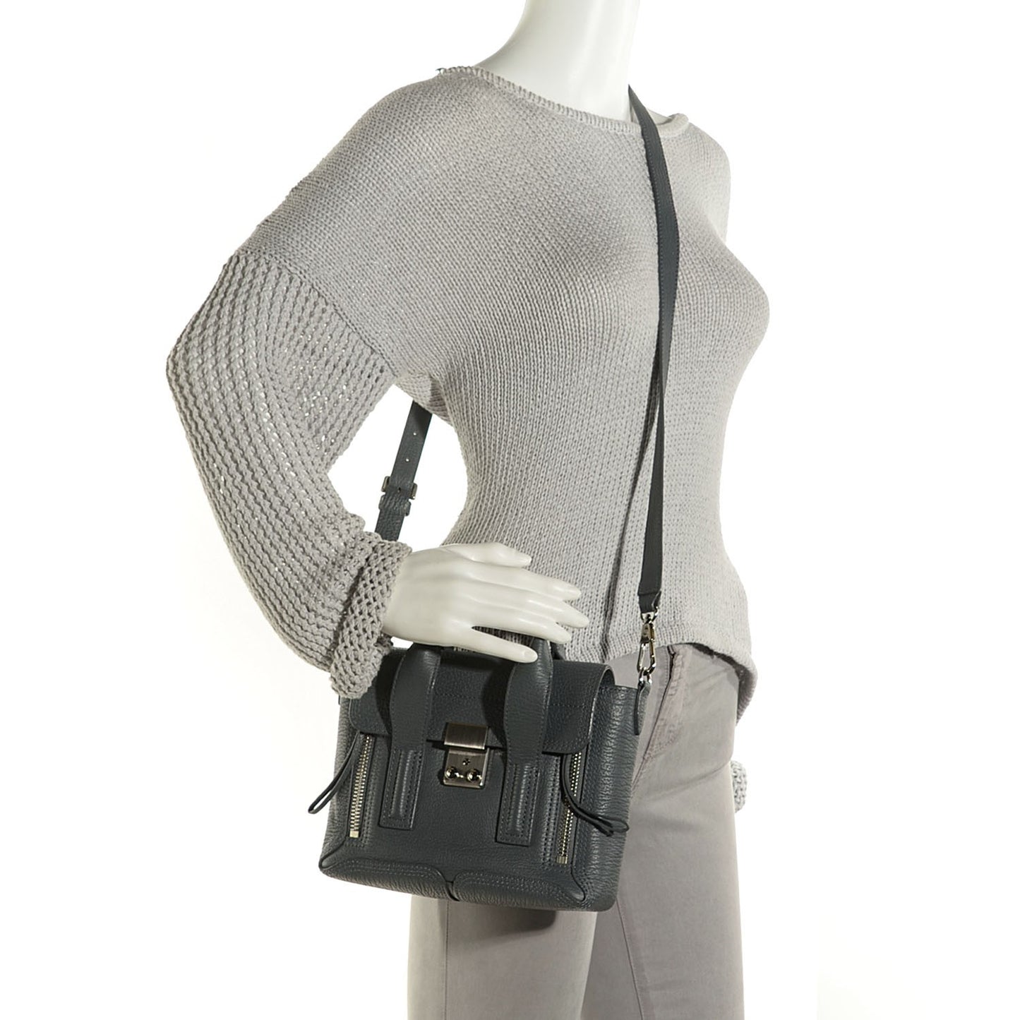 3.1 Textured Calfskin Mini Pashli Satchel Storm