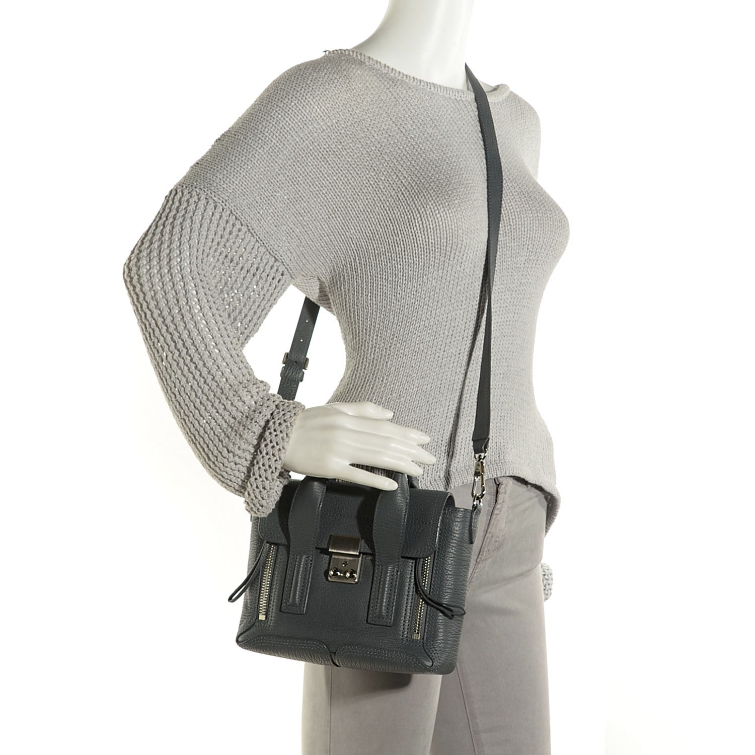 3.1 Phillip Lim 3.1 Textured Calfskin Mini Pashli Satchel Storm 2 of 22