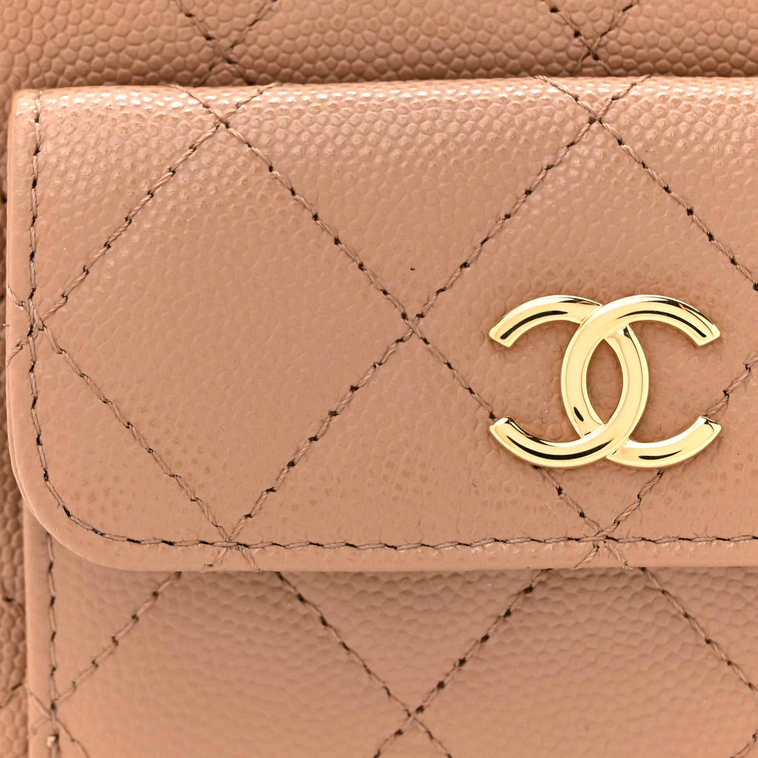 Chanel Caviar Quilted Polly Pocket Pouch Hobo Dark Beige 8 of 11