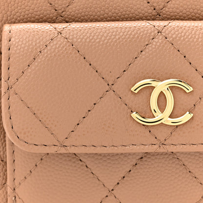 Chanel Caviar Quilted Polly Pocket Pouch Hobo Dark Beige 8 of 11