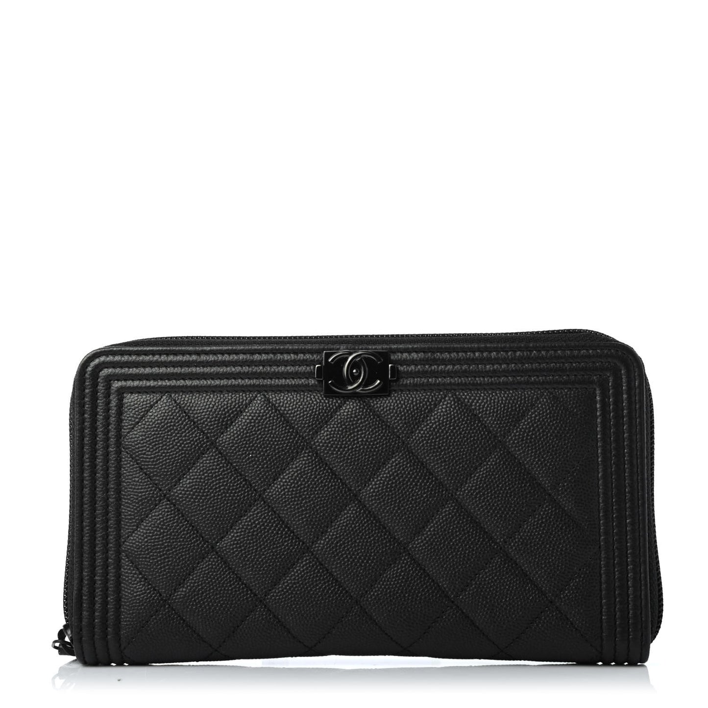 Caviar Quilted Boy Zip Around Organizer Wallet So Black