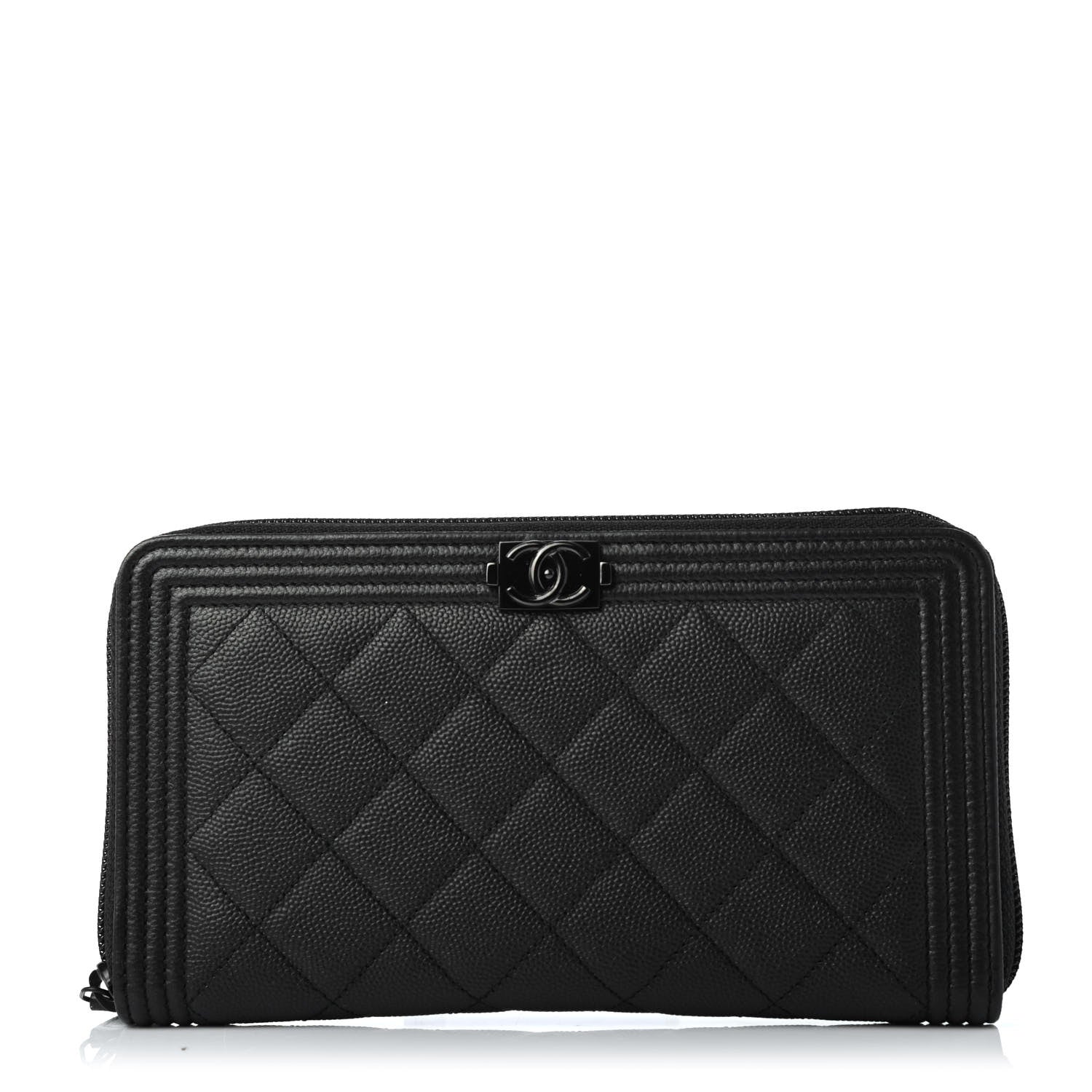 Chanel Caviar Quilted Boy Zip Around Organizer Wallet So Black 1 of 4