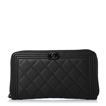 Chanel Caviar Quilted Boy Zip Around Organizer Wallet So Black 1 of 4