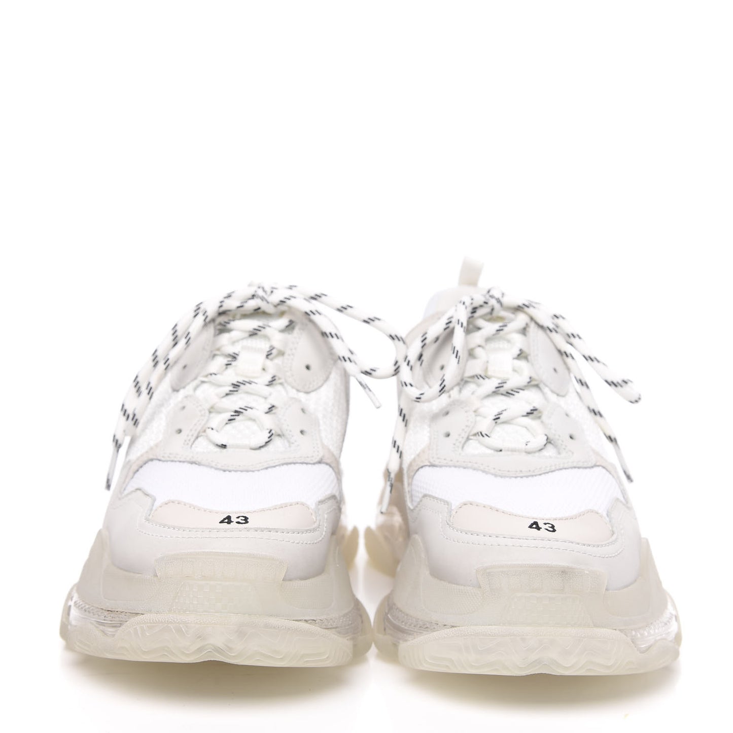 Fabric Mesh Clear Sole Mens Triple S Sneakers 43 White