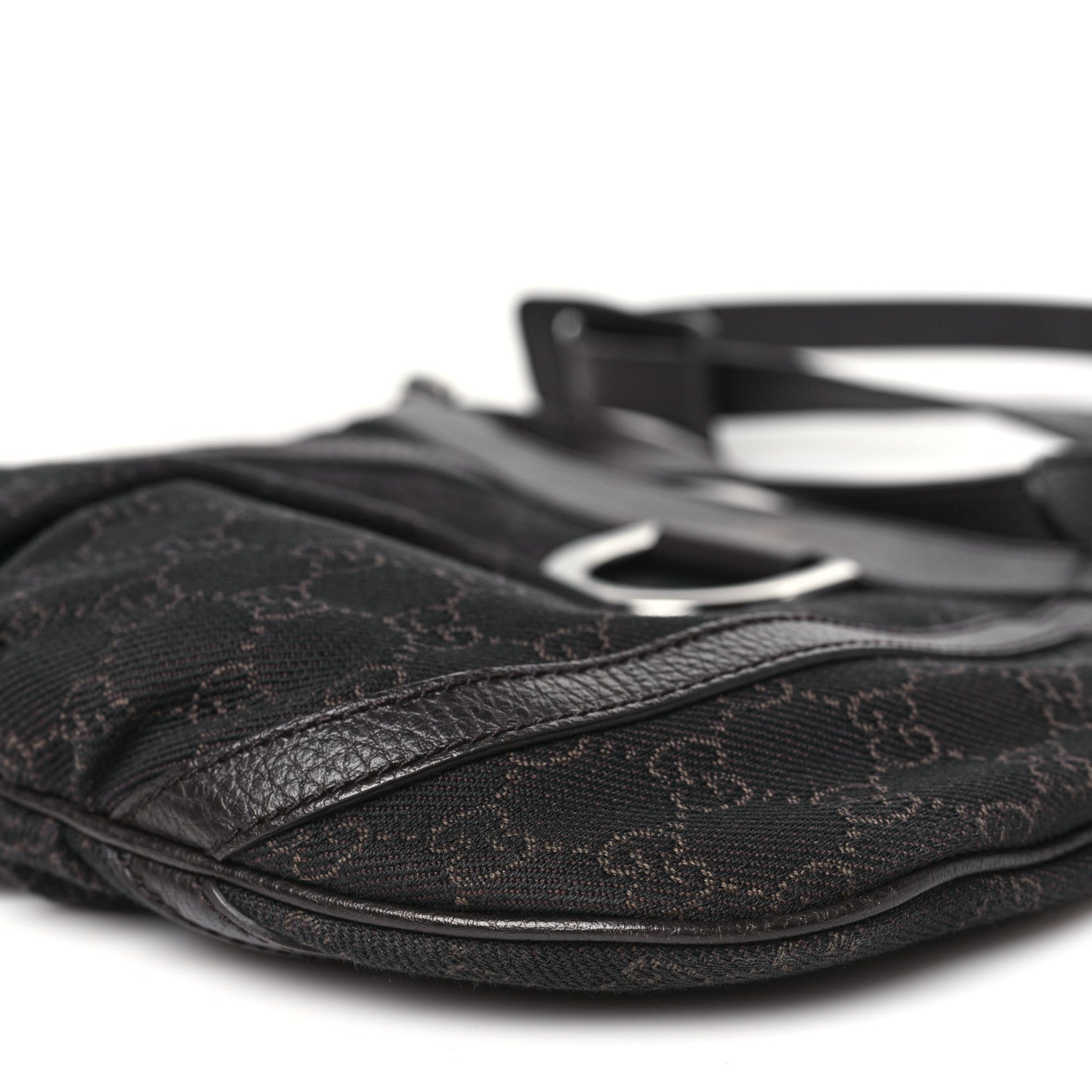 Gucci Denim Monogram Small D Silver Ring Messenger Brown 10 of 10
