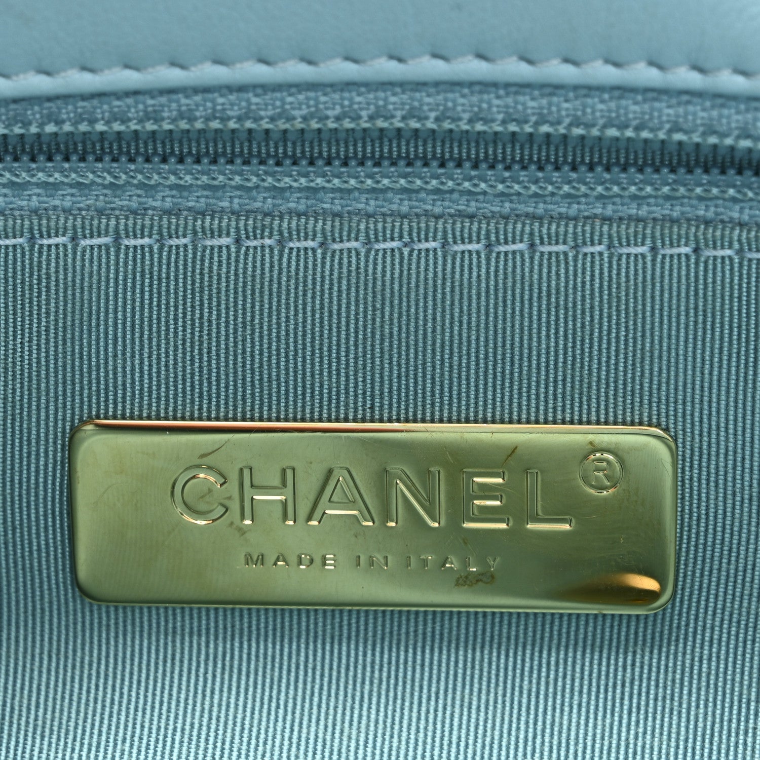 Chanel Shiny Lambskin Quilted Medium Chanel 19 Flap Neon Blue 6 of 11