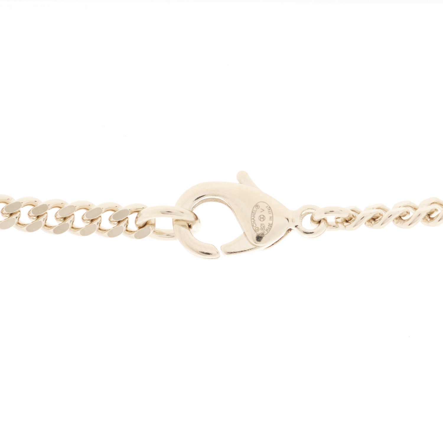 Chanel Crystal Dog Tag Charm Necklace Gold 4 of 4