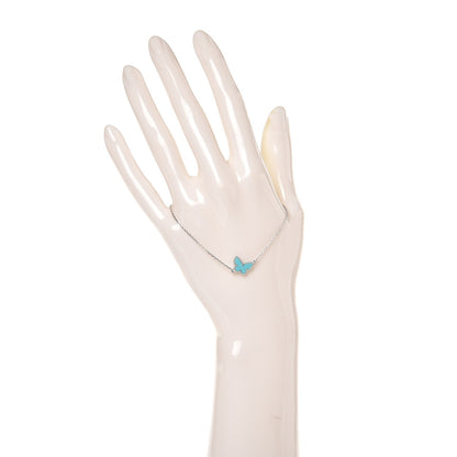 Van Cleef & Arpels 18K White Gold Turquoise Sweet Alhambra Butterfly Bracelet 2 of 5
