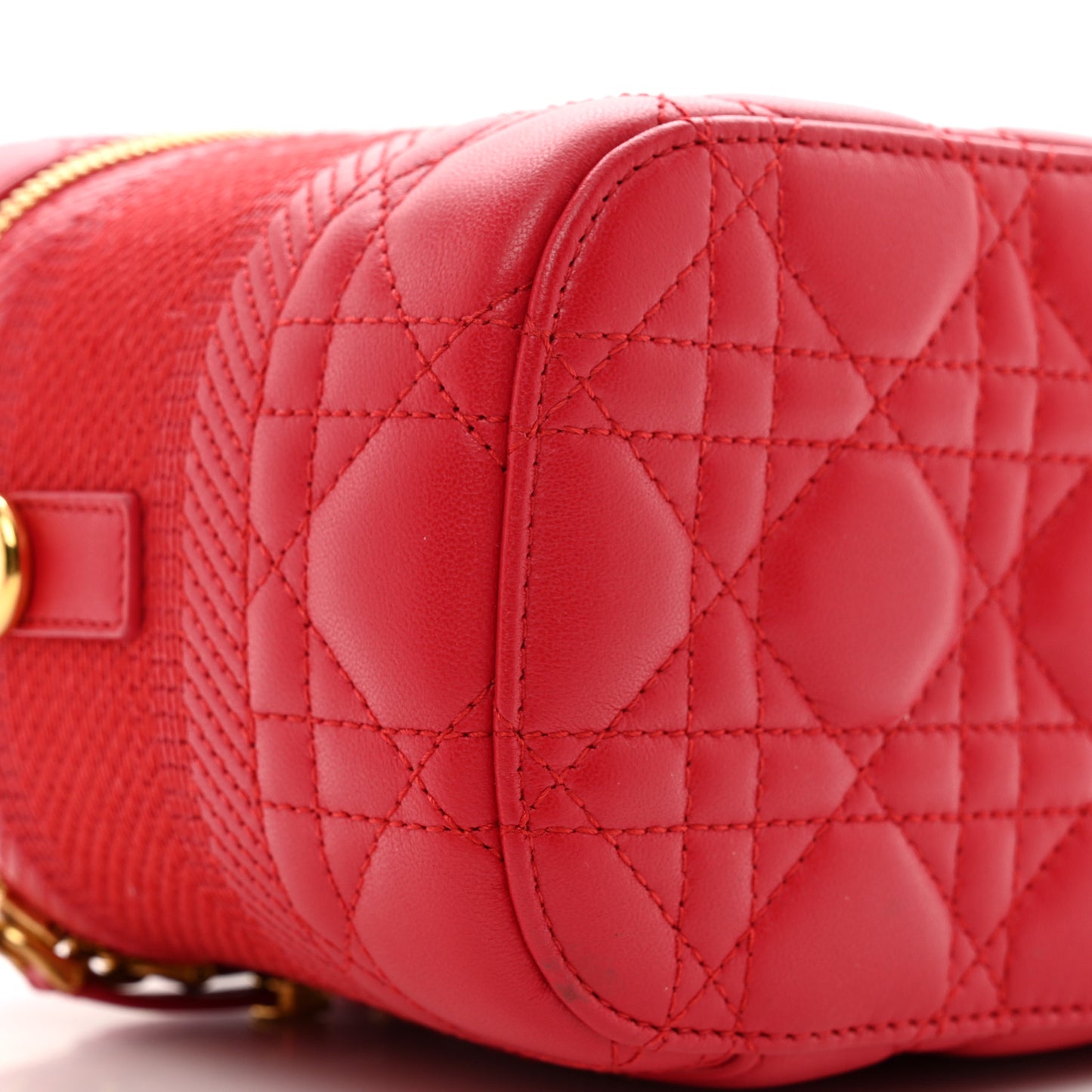 Lambskin Cannage Small Diortravel Vanity Case Red