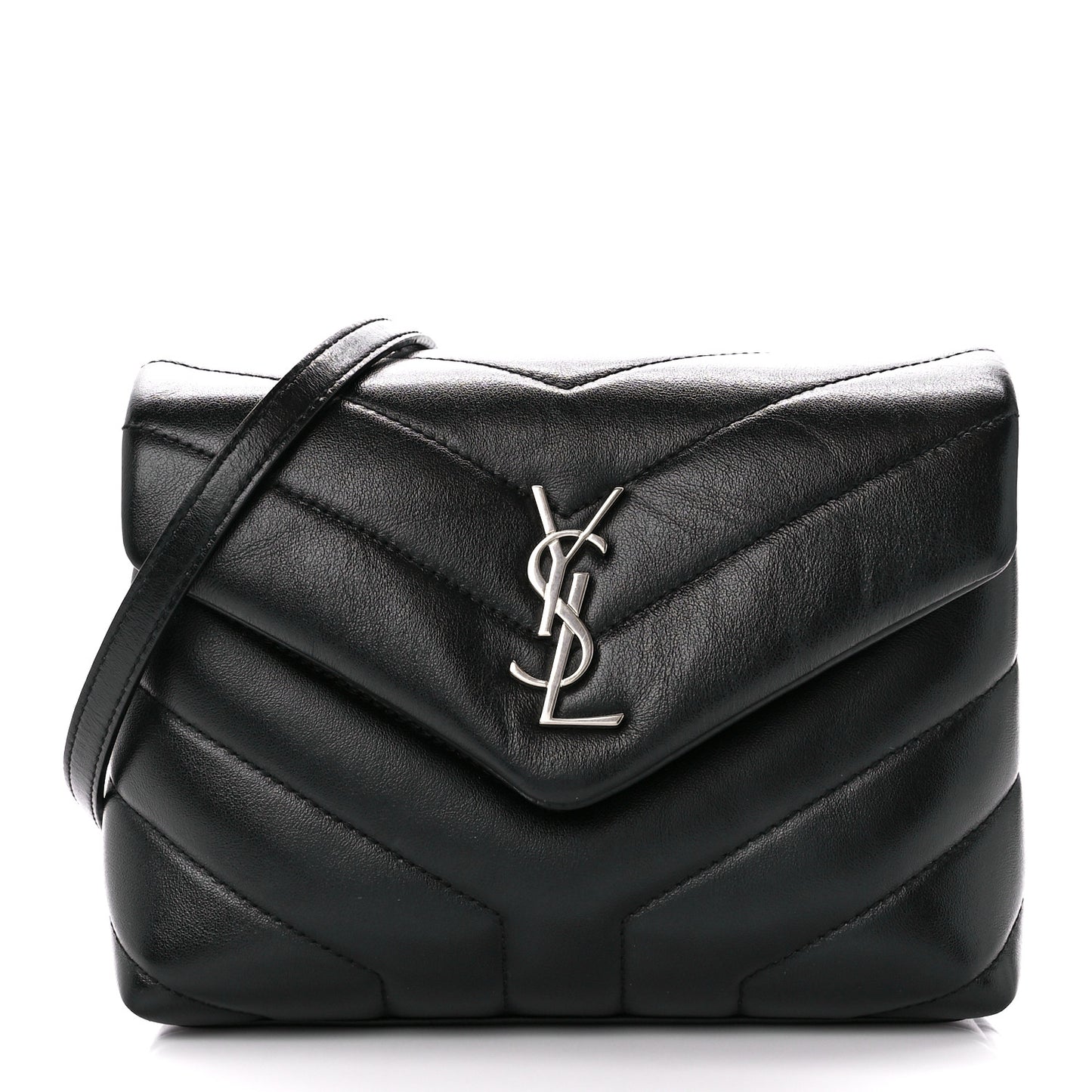 Calfskin Y Quilted Monogram Toy Loulou Crossbody Bag Black