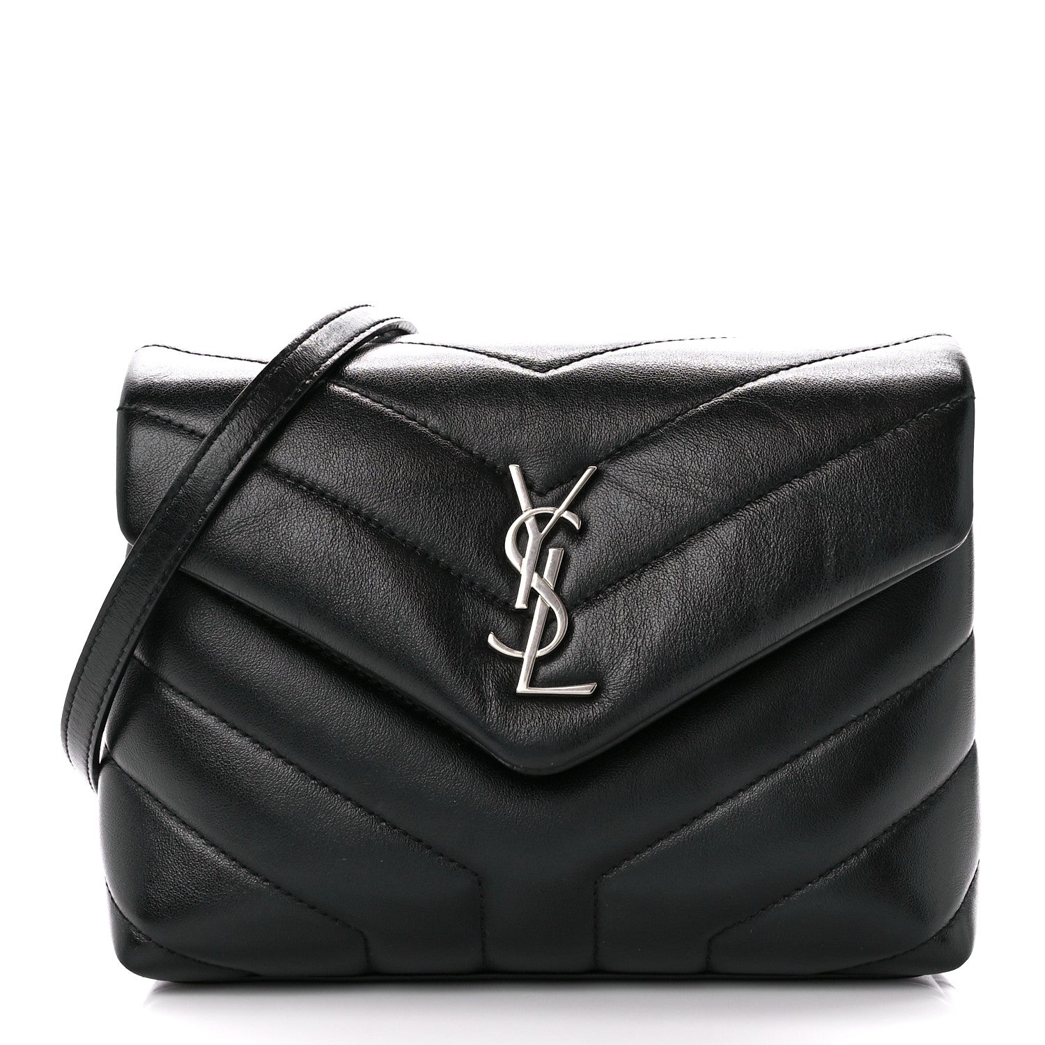 Saint Laurent Calfskin Y Quilted Monogram Toy Loulou Crossbody Bag Black 1 of 13