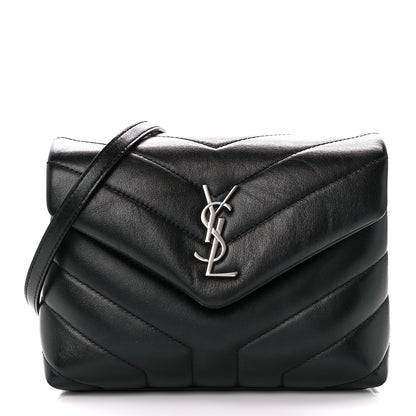 Saint Laurent Calfskin Y Quilted Monogram Toy Loulou Crossbody Bag Black 1 of 13