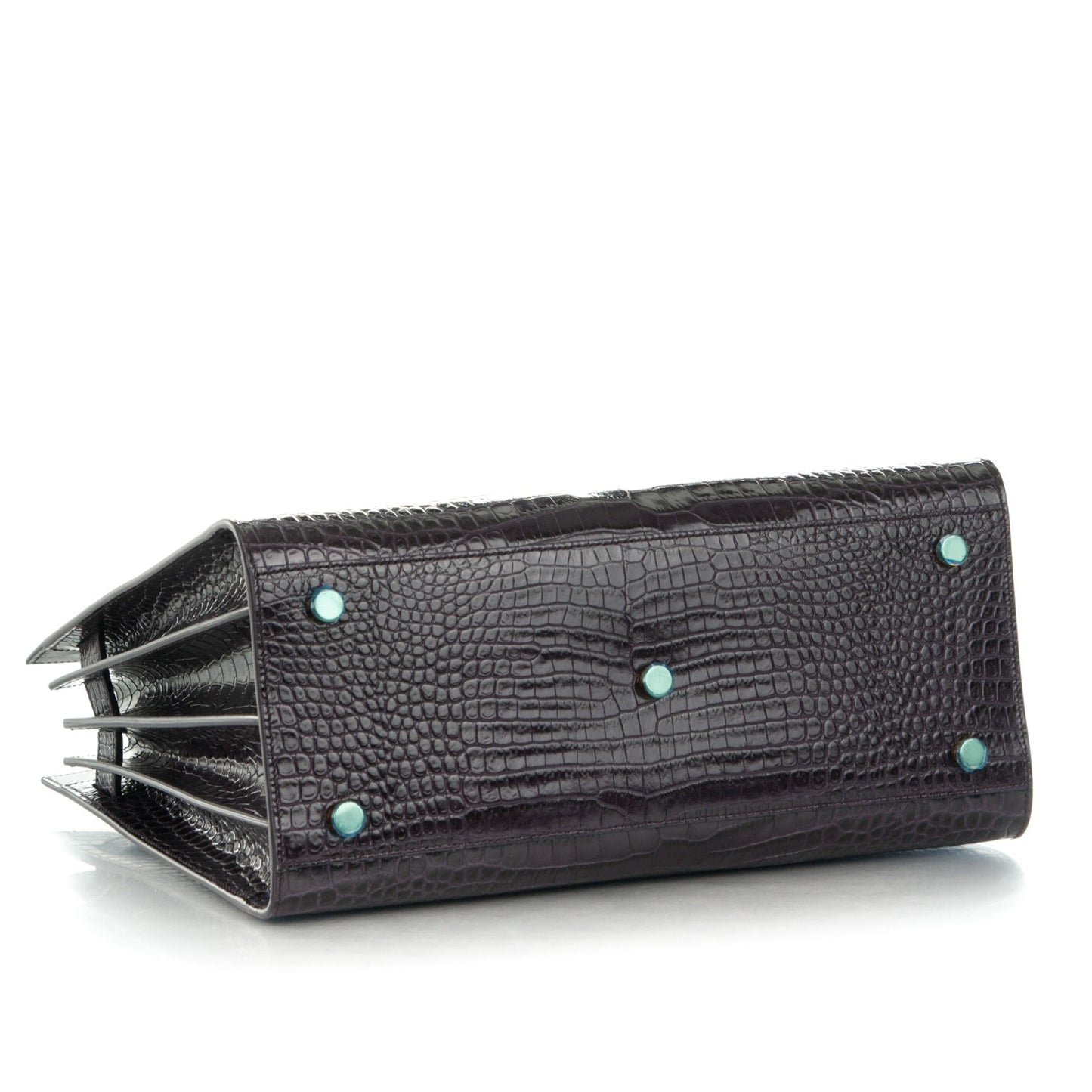 Calfskin Crocodile Embossed Small Sac De Jour Prune