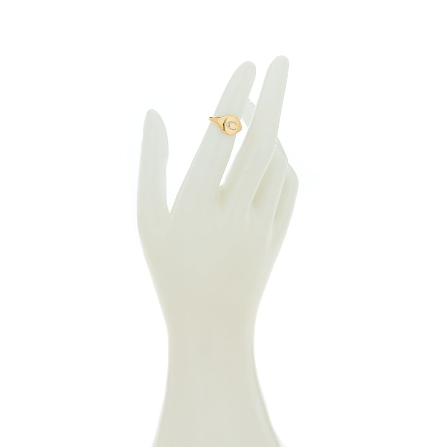 18K Yellow Gold Diamond Initial C Pinky Ring 44 3