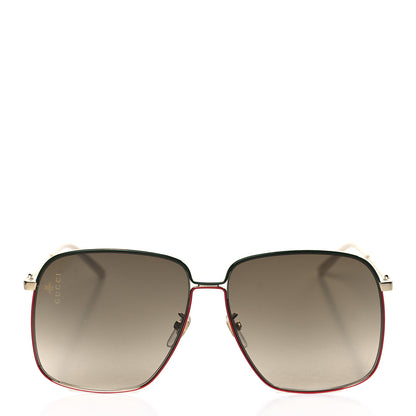 Gucci Web Rectangular Frame Interlocking G Sunglasses GG0394S Green Red 2 of 7