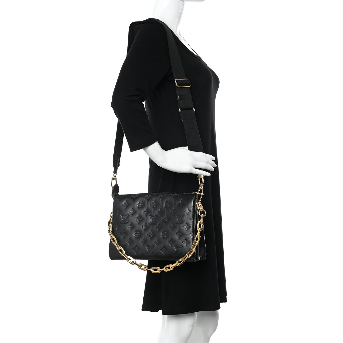 Lambskin Embossed Monogram Coussin PM Black