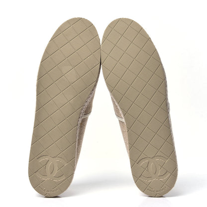 Chanel Fabric Patent Calfskin CC Espadrilles White Beige 5 of 6