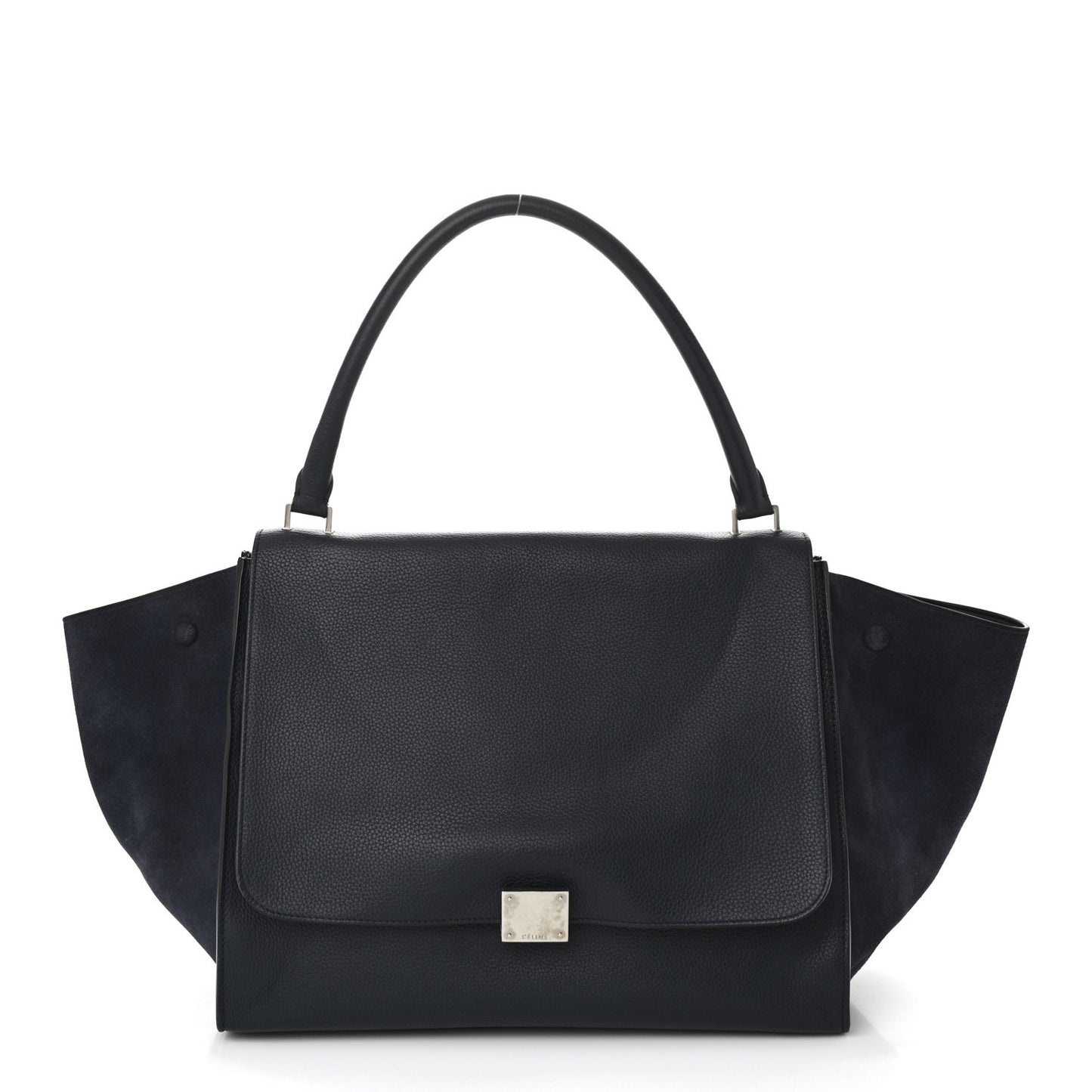 Drummed Calfskin Suede Large Trapeze Navy