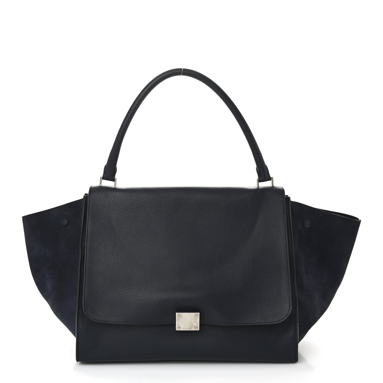 Celine Drummed Calfskin Suede Large Trapeze Navy 1 of 9