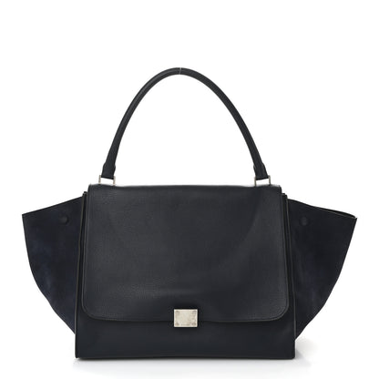 Celine Drummed Calfskin Suede Large Trapeze Navy 1 of 9