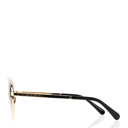 Chanel Round Sunglasses 4269 Black and Gold 3 of 6