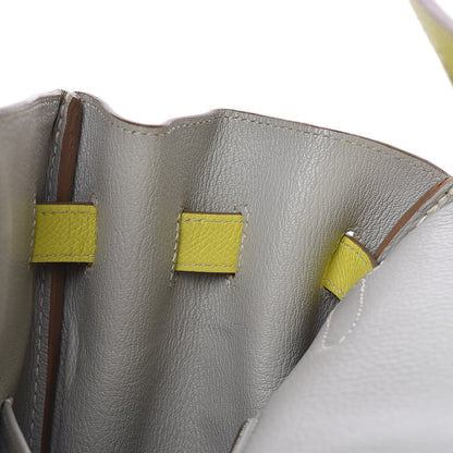 Hermes Epsom Candy Birkin 35 Lime Gris Perle 17 of 33