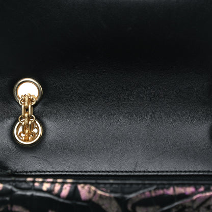 Chanel Calfskin Crocodile Embossed Graffiti 2.55 Mini Cocodile Reissue Flap Black Pink 10 of 17
