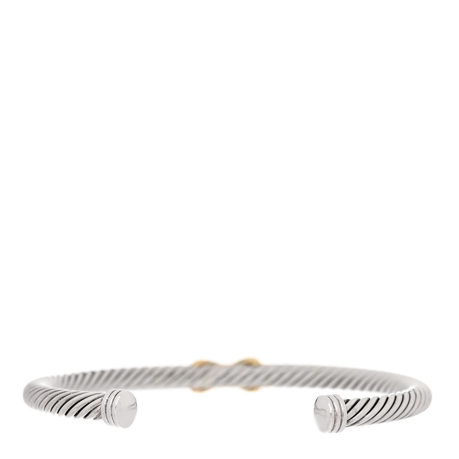 David Yurman Sterling Silver 18K Yellow Gold 4mm X Station Cable Bracelet 2 of 5